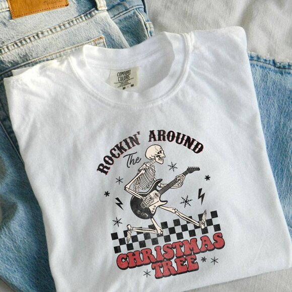 Rock Around The Christmas Tree Shirt, Christmas Rock Party T-Shirt - Picture 1 of 3